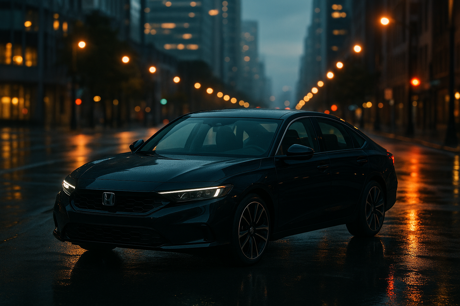 Accord black urban dusk